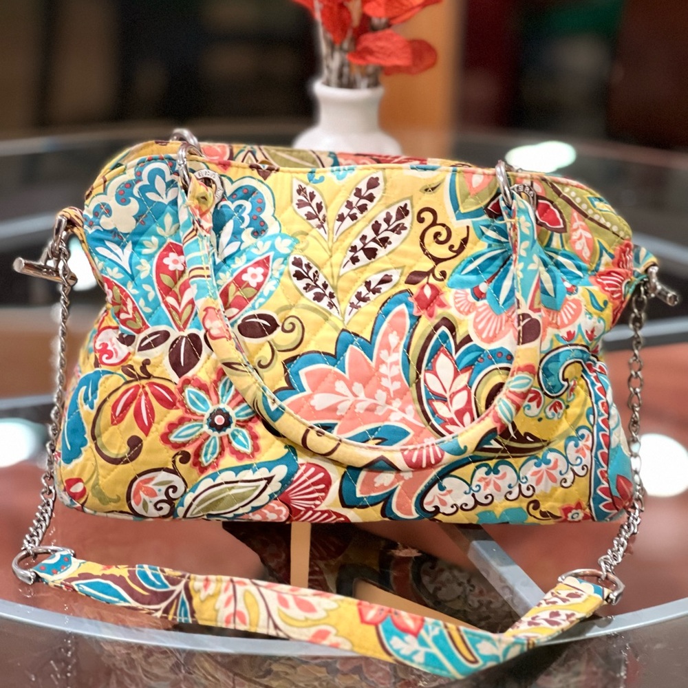 Vera Bradley Chain Handbag in Provencal Yellow Floral Paisley